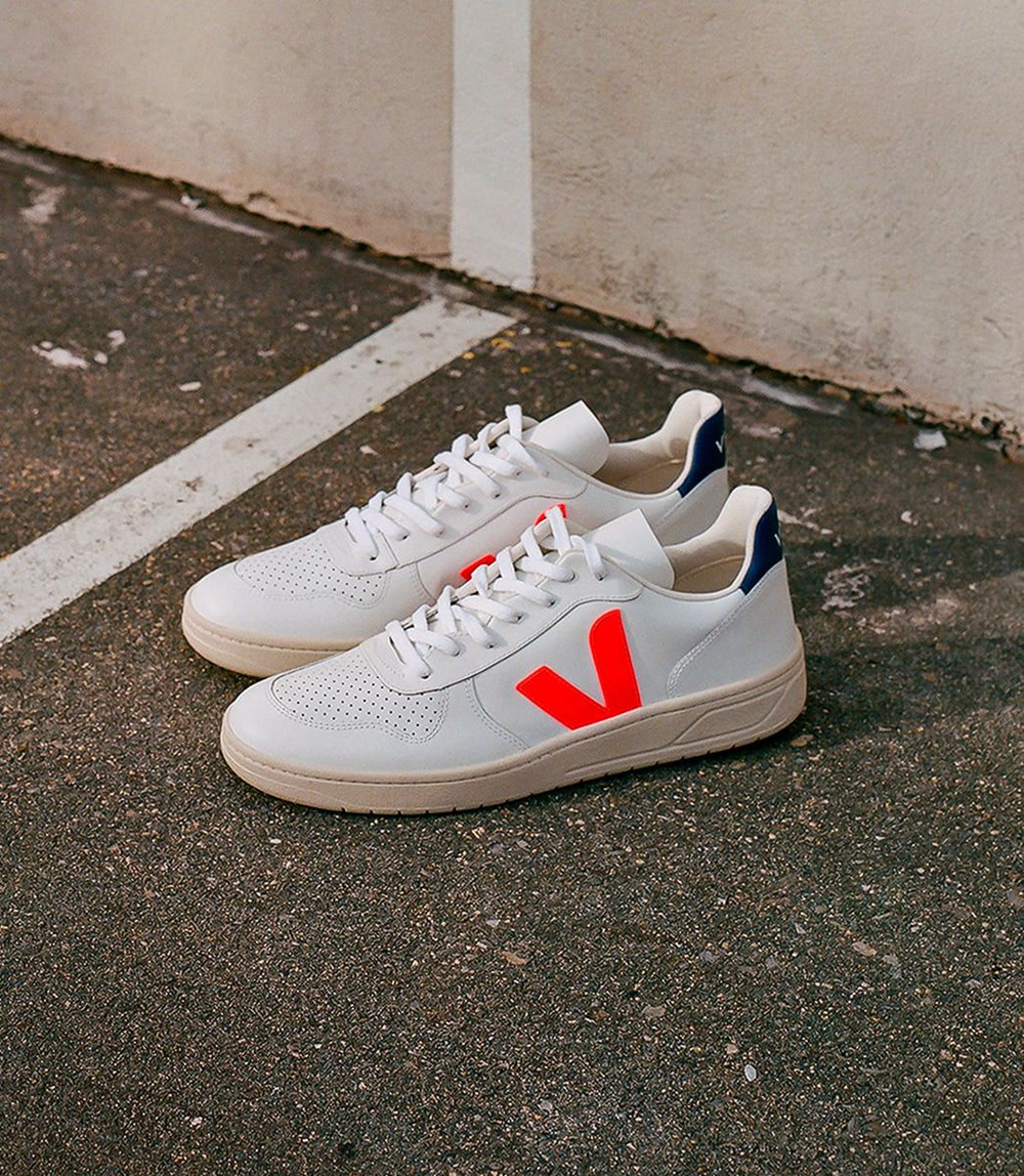 Veja Sneakers Barbati - V-10 Piele - Albi/Portocalii - 6341927-NI